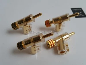 4x Hifi Gold Plated Speaker wire Cable Banana Connector Plug up to 7mm Locking  - Picture 1 of 1