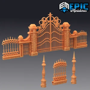 6K Resin 32mm Epic Miniatures Modular Graveyard Gate & Fence for D&D, Role-Play - Picture 1 of 1