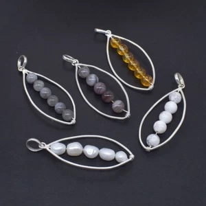Crystal Ball Multi Gemstone Pendant Lot 5 Pcs 925 Silver Plated Jewelry 2" - Picture 1 of 4