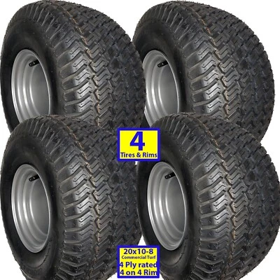 4) 20x10.00-8 Golf Cart Tires Wheels Rims fits EZGO Club Car Yamaha Harley more Foto 1 de 4