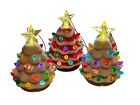 Lot de 3 mini ornements d'arbres en céramique éclairés Mr. Christmas 4,5" de haut 
