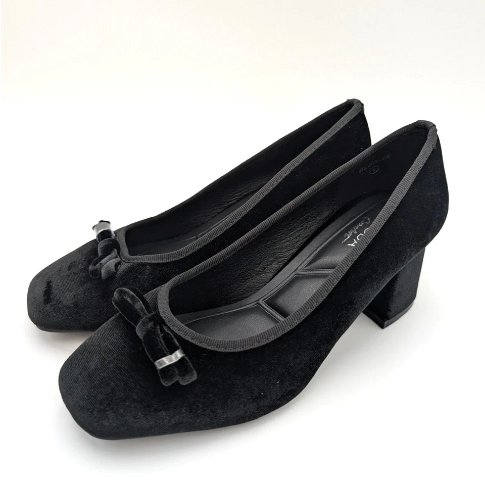 Top Moda Elba Square Toe Heel Pump Velvet Bow Front Black Size US8 EU39 - Image 1 of 4