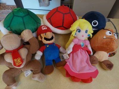 超级马里奥兄弟毛绒玩具混合套装 7 个毛绒角色各种尺寸品牌 — 第 1/4 张图片