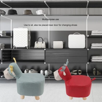 (Red)Animal Footstools Footrest Ottoman With Innovative Sheep Shape Upholstered - Image 1 of 4