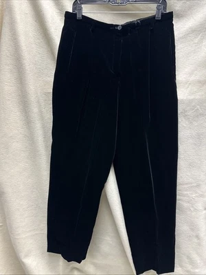Pantalones de vestir Giorgio Armani para mujer 14 negros de terciopelo con cremallera frontal pierna recta Foto 1 de 4