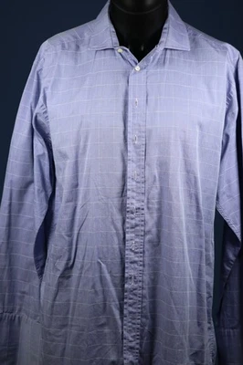 Burberry London Blue Check Shirt Button Down French Cuff Men’s 16 41 Chest 48" - Image 1 of 4