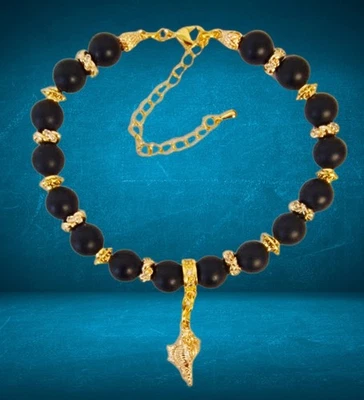 Onyx Armband💫Damen Armband Onyx Perlenarmband vergoldete Perlen Damen Schmuck - Bild 1 von 3