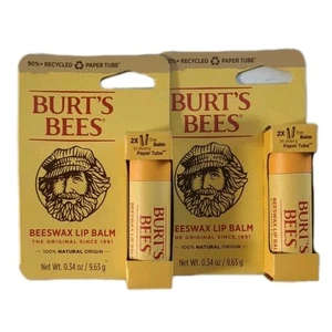 (2 PACK) NEW Burt's Bees The Original Paper Tube Moisturizing Lip Balm 0.34 Oz - Picture 1 of 6