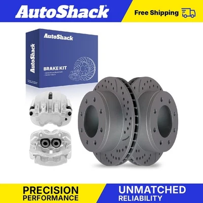 Rear Drilled Slotted Brake Rotors Calipers for GMC Sierra 1500 Classic V8 - Image 1 of 4