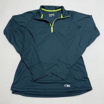Chaqueta pequeña para mujer Outdoor Research Echo 1/4 cremallera capa base ligera verde azulado Foto 1 de 4
