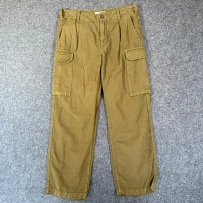 Pantalones cargo para mujer Nili Lotan plisados delanteros verde oliva talla 6 mezcla de lino Lux Foto 1 de 4