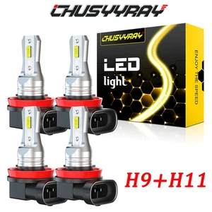 LED Headflight For Can-Am Defender HD5 HD8 HD10 Combo Bulbs Light Kit 4X H9 - Picture 1 of 12