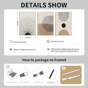Conjunto de 3 póster abstracto de arte de pared en lienzo moderno de mediados de siglo... - Imagen 1 de 12