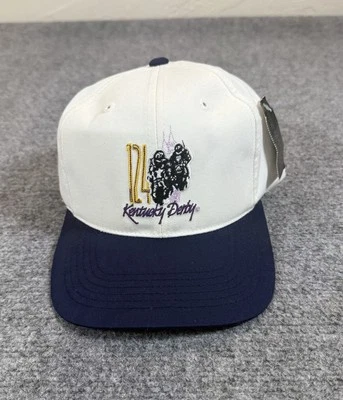 Chapéu Snapback Vintage 1998 Kentucky Derby 124 Branco Azul NOS Churchill Downs Tag - Imagem 1 de 4