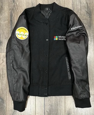 Microsoft Security End 2 End Leather Bomber Women's Medium Employee Jacket - Image 1 of 4
