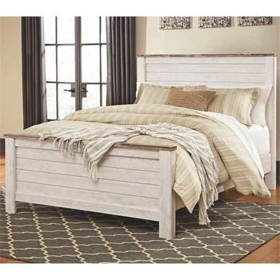 Ashley Furniture Willowton Queen Panel Bed in Whitewash - Image 1 of 4