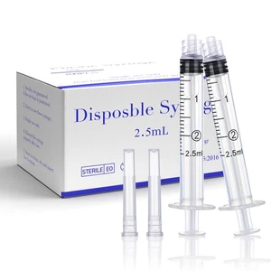 100 Pack 2.5ml 25Ga 1" Plastic Lab Syringe, Scientific Industrial Dispensing ... - Foto 1 di 7