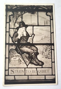 VTG TUCK PC ISAAC WALTON COMPLEAT ANGLER Memorial Window WINCHESTER CATHEDRAL UK - Picture 1 of 2