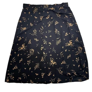 Vince Camuto Negro Midi Maxi Pull On Cintura Elástica Falda Negra Floral Talla XXL - Imagen 1 de 6