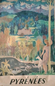 Affiche Originale Lithographié Des Pyrénées Par ACYAMES/Chemin De Fer 1951 - Imagen 1 de 15