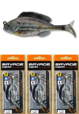 (3) Savage Gear 3" Estructura Branquias Hundimiento 1/2 OZ Swimbaits Ghost Gill Nuevo Foto 1 de 4