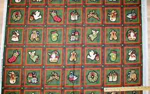 Santa's Coming Gingerbread Snowman Christmas Blocks Benartex Fabric 23" Panel - Picture 1 of 4