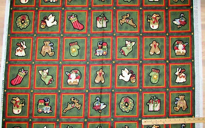 Santa's Coming Gingerbread Snowman Christmas Blocks Benartex Fabric  23" Panel - Image 1 of 4