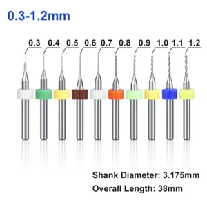 10 Stücke Hartmetall PCB Bohrer Bit Set 0,3-1,5mm Micro Spiralbohrer für Dremel - Bild 1 von 10