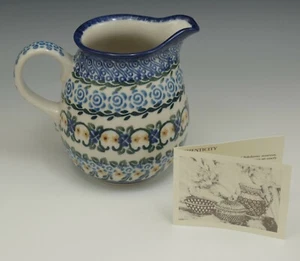 POLNISCHE KERAMIK UNIKAT SONNENBLUMEN KRUG SAHNEKÄNNCHEN 14 flüssige Unzen NEU IM KARTON  - Bild 1 von 7