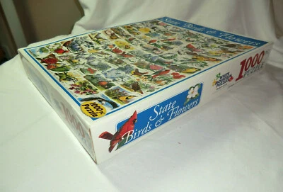 NUEVO Rompecabezas de montaña blancos sellados aves y flores de estado - 1000 piezas Foto 1 de 3