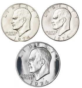 1974 P + D + S Eisenhower Ike Dollar US Mint Coin BU UnCirculated! - Picture 1 of 5