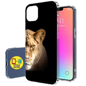 Slim Case for Apple iPhone 14, Lion Photo Print, Glass Screen Incl, US - Picture 1 of 8