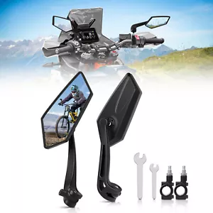 2x Cycling MTB Bike Mirrors 22-25mm For Mountain Road E-Bike Scooter Back Mirror - Picture 1 of 24