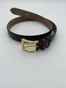 Women's Talbots Leather Croc Belt Brown Sz L Gold Buckle crocodile Made in Italy - Picture 1 of 6