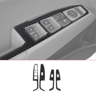 Cubierta de control de puerta interior de fibra de carbono para Hyundai Elantra 2016-18 4 piezas Foto 1 de 4