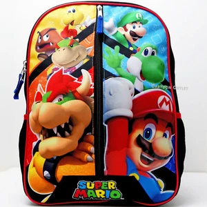 Nintendo Super Mario Large Kids School Backpack 16" Book Bag Luigi Toad Bowser - Picture 1 of 8