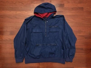 VINTAGE 1980's SPALDING PULLOVER WINDBREAKER JACKET MENS LARGE BLUE HOODED L e - Picture 1 of 5