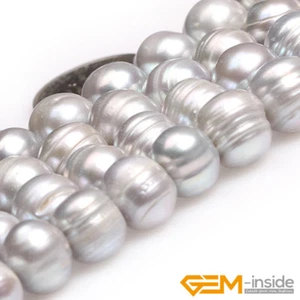 Natural 9-10mm Freshwater Pearl Gemstone Near Round Beads For Jewelry Making 15" - Picture 1 of 22