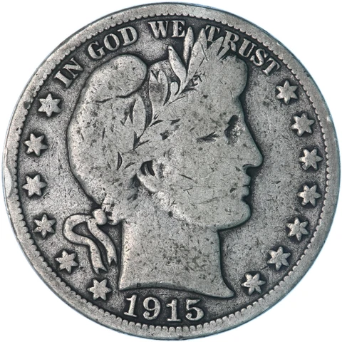 1915 S Barber Half Dollar 90% Silver Very Good VG See Pics A314 Cover