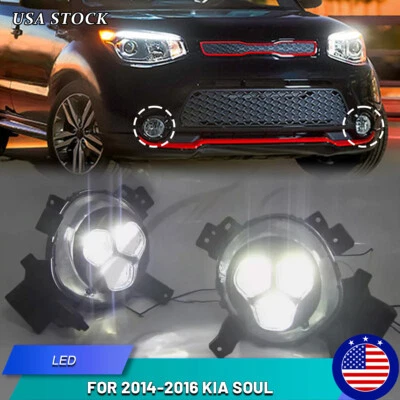 Upgrade LED Fog Light For 2014-2016 KIA Soul DRL Daytime Running Lamp Assembly - Imagem 1 de 4