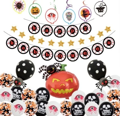 PANNUDESIGN HAPPY HALLOWEEN FOIL SET SCARY PUMPKIN GHOST BALOON HELLOWEEN PARTY DECORATIONUK