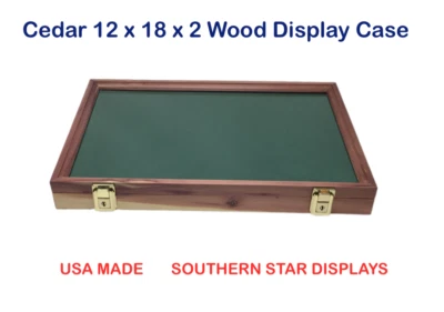 Cedar Wood Display Case  12 x 18 x 2 for Arrowheads Knives Collectibles & More - Image 1 of 4