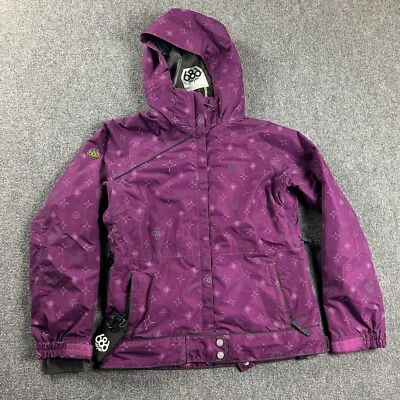 Jaqueta feminina 686 pequena roxa snowboarding zíper completo com capuz esqui adultos inteligentes - Imagem 1 de 4