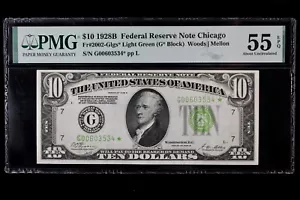 $10 1928B Star LVYG PMG 55 EPQ FRN G00603534* New Low Serial Number, Chicago - Picture 1 of 4