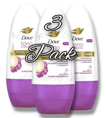 3pck Dove Tono Uniforme Orquidia RollonWhitening Deodorant 48h AntiPerspira 50ml - Image 1 of 4