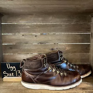 Mens UGG Capulin Brown Leather Boots Lace Up Lined Outdoor Comfort Size 13 M GUC - Picture 1 of 6