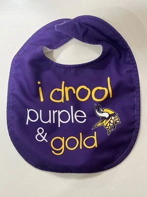 Babero de bebé Minnesota Vikings "I Drool púrpura y dorado" de Wincraft SKOL!!! ¡BONITO! Foto 1 de 3
