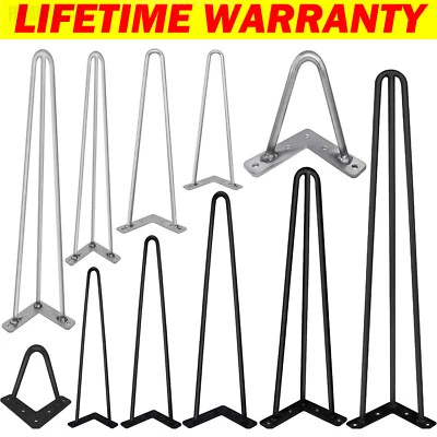 Hairpin Table Legs 10mm Steel 8'' 12'' 16'' 28'' 34" Furniture Table Desk Bench - Image 1 of 4