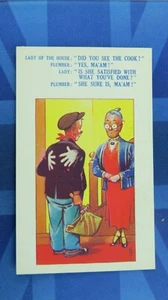 Vintage freche Bamforth Comic Postkarte 1930er Klempner Koch Thema - Bild 1 von 2