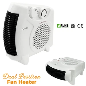 2 in 1 Fan Heater 2KW 2000W Small Portable Electric Hot Warm Air Upright Flatbed - Picture 1 of 9